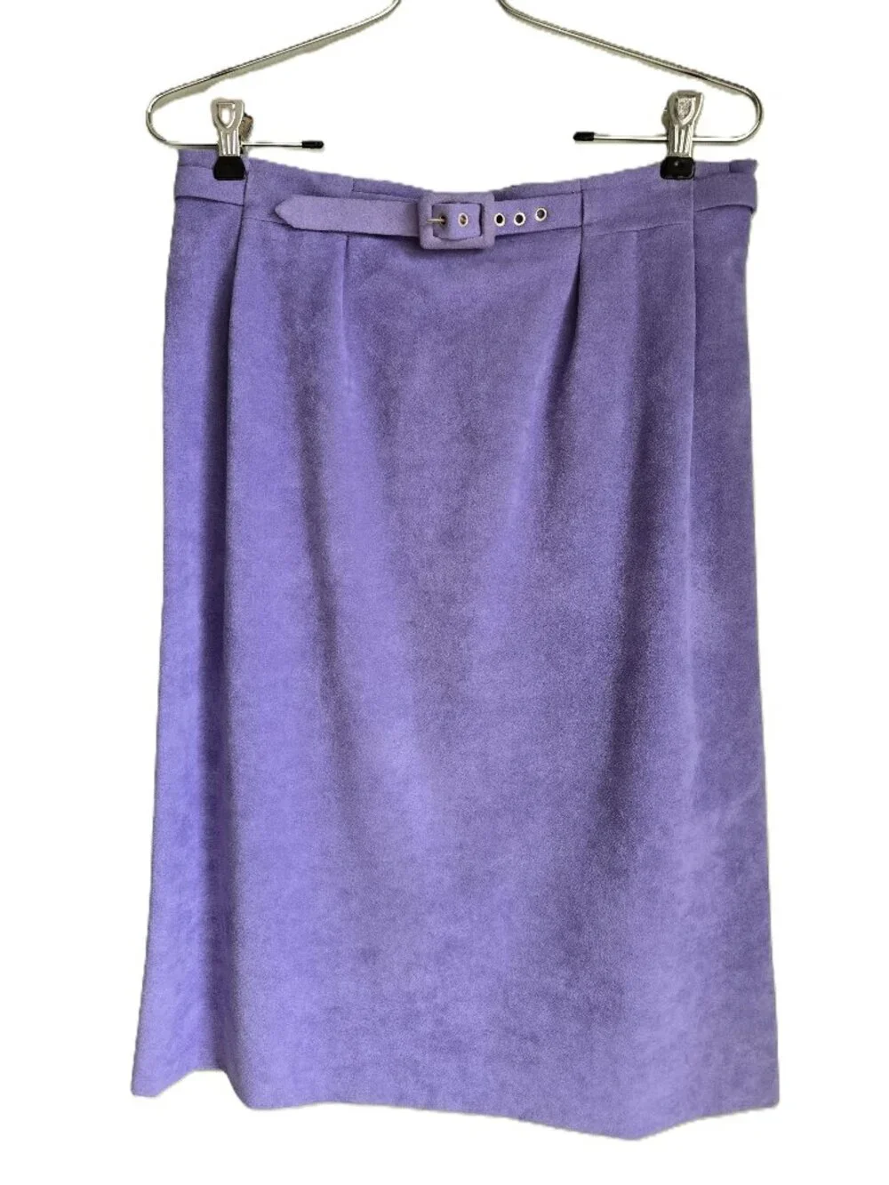Vintage Tailored Soft Suede Lined Blazer + Skirt Suit Lilac Purple Women's 10